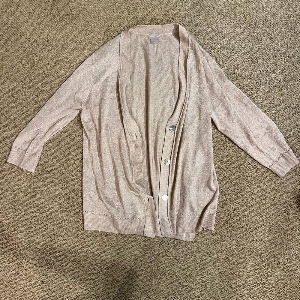 Chicos cardigan sparkly cream size 2